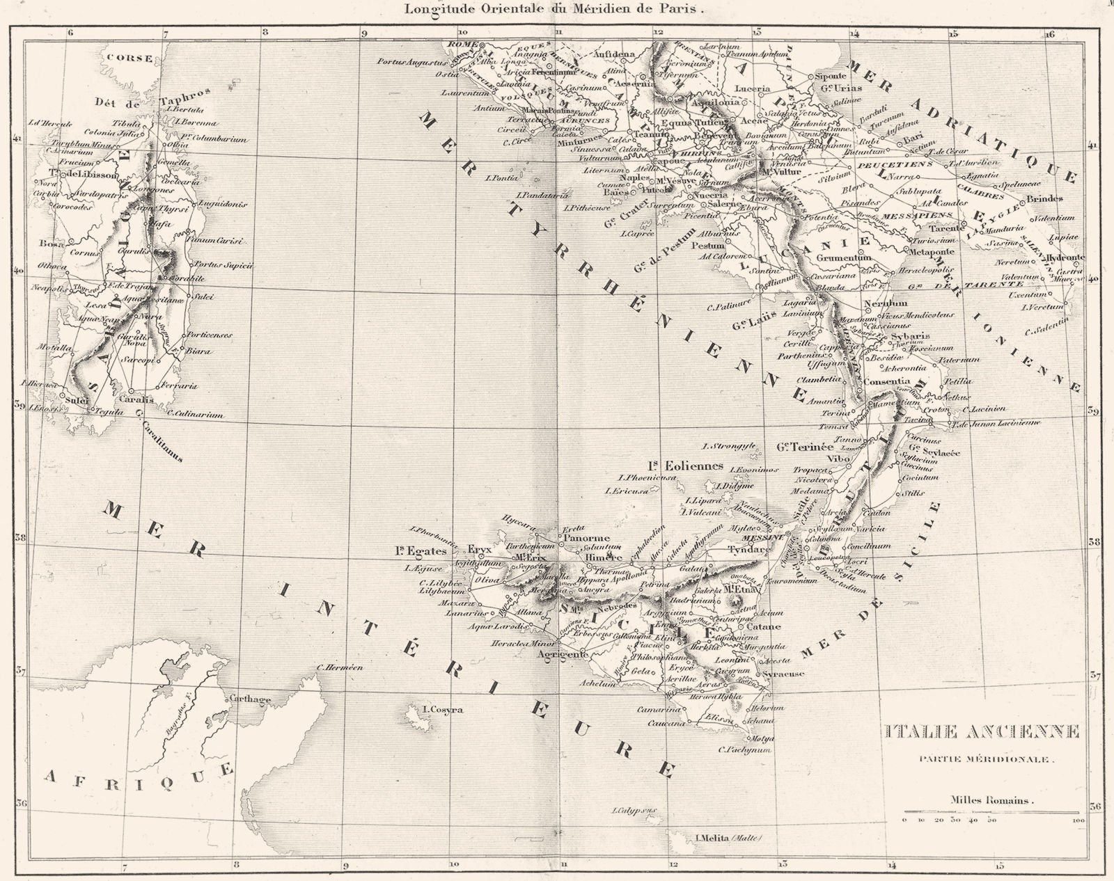 ITALY. Italie Ancienne Partie Meridionale Ancient South 1879 old antique map